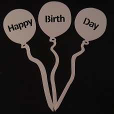 Cake topper Happy birthday 3 Ballonnen roze OP=OP